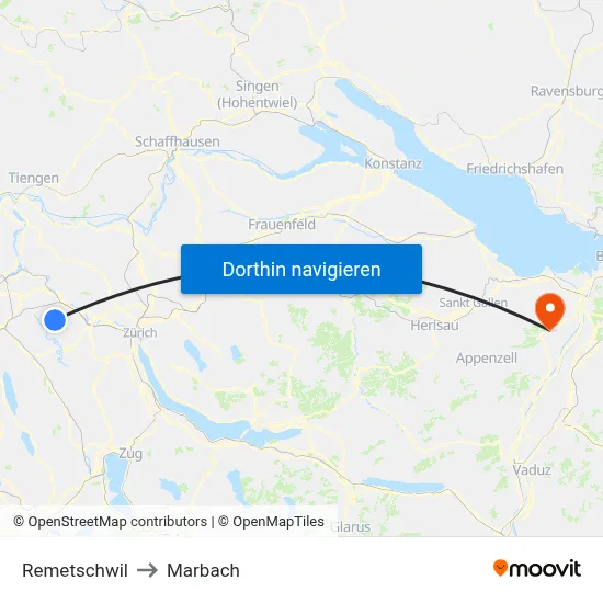 Remetschwil to Marbach map