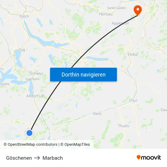 Göschenen to Marbach map