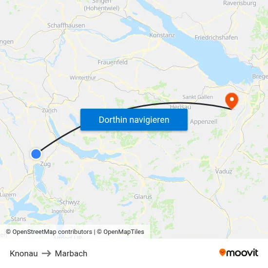Knonau to Marbach map