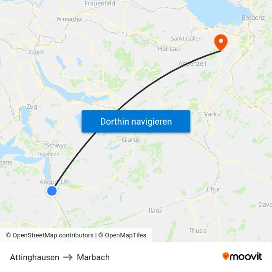 Attinghausen to Marbach map