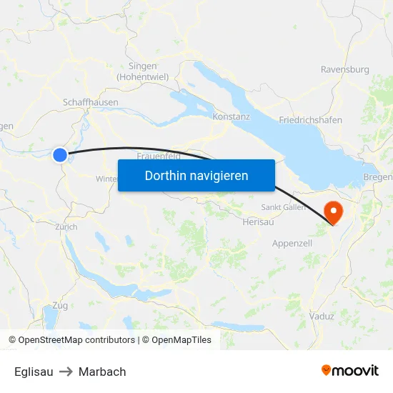 Eglisau to Marbach map