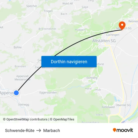 Schwende-Rüte to Marbach map