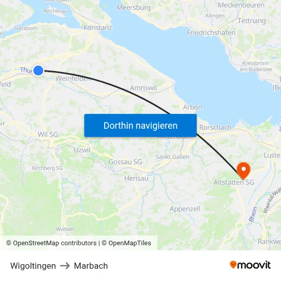 Wigoltingen to Marbach map
