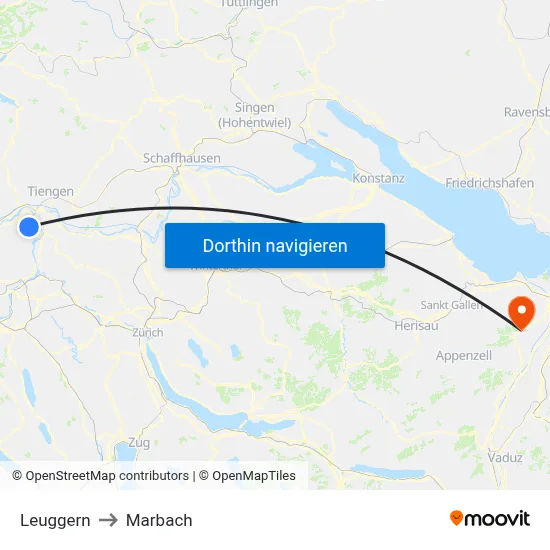 Leuggern to Marbach map