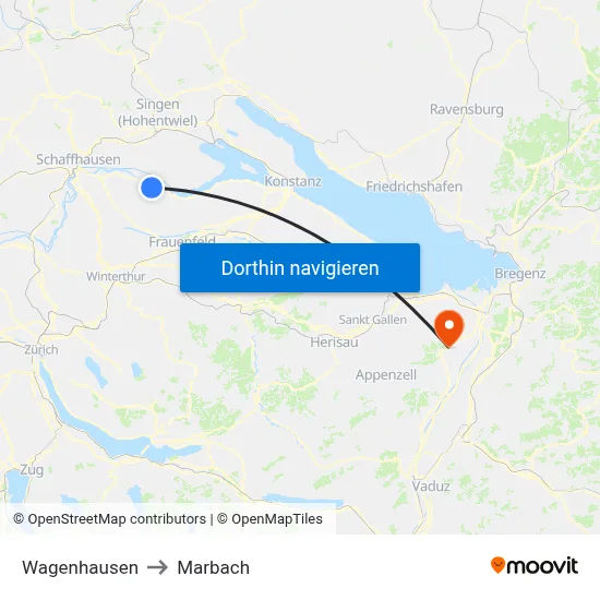 Wagenhausen to Marbach map