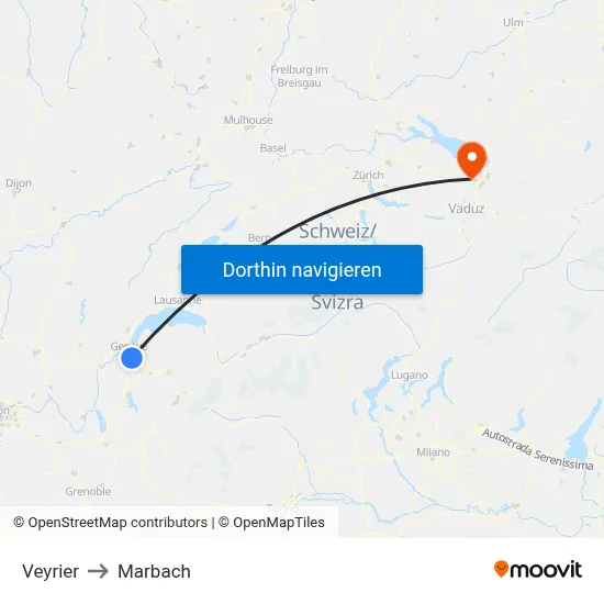 Veyrier to Marbach map