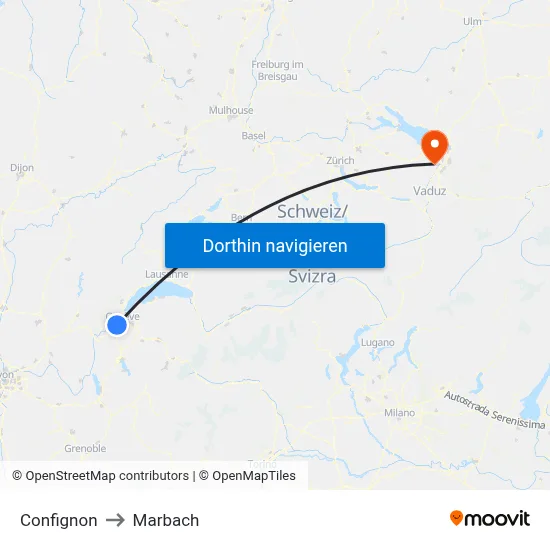 Confignon to Marbach map