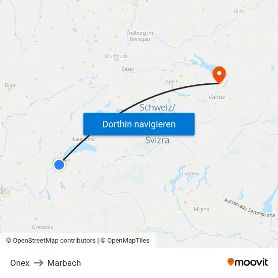 Onex to Marbach map