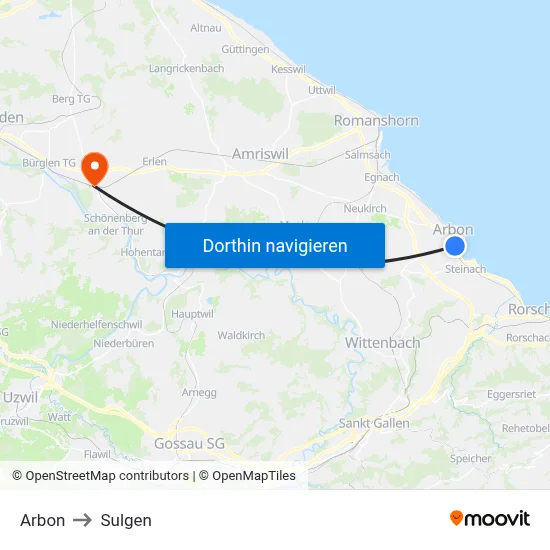 Arbon to Sulgen map