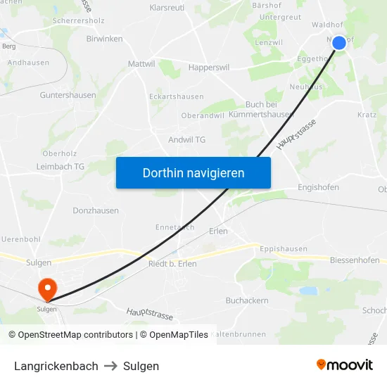 Langrickenbach to Sulgen map