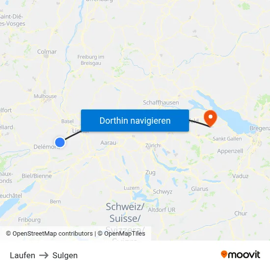 Laufen to Sulgen map