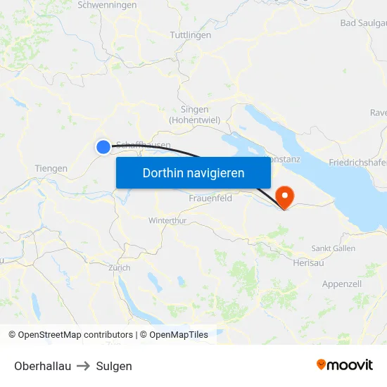 Oberhallau to Sulgen map