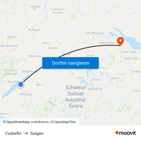 Cudrefin to Sulgen map