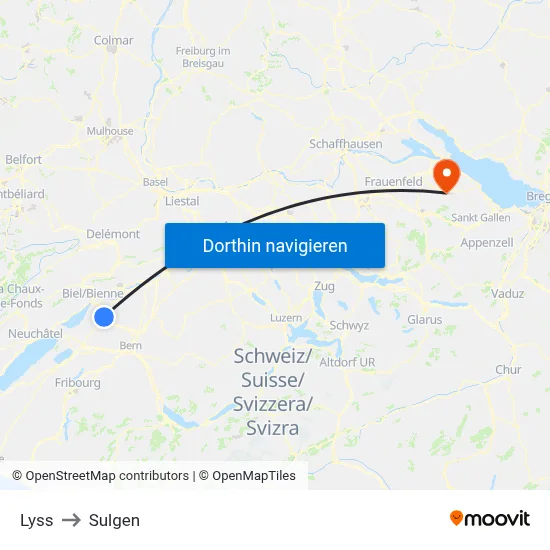 Lyss to Sulgen map