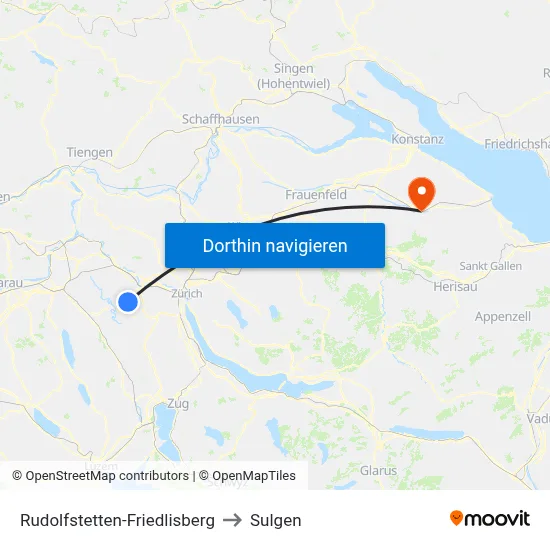 Rudolfstetten-Friedlisberg to Sulgen map