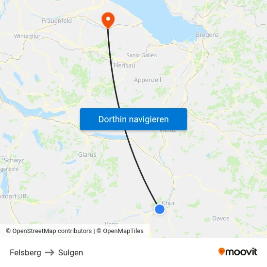 Felsberg to Sulgen map