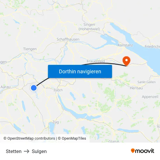 Stetten to Sulgen map