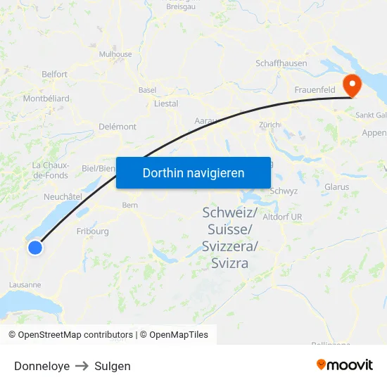 Donneloye to Sulgen map