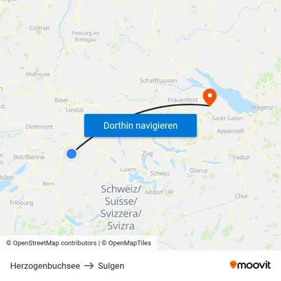 Herzogenbuchsee to Sulgen map