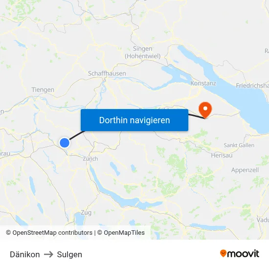 Dänikon to Sulgen map