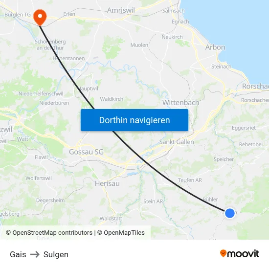 Gais to Sulgen map
