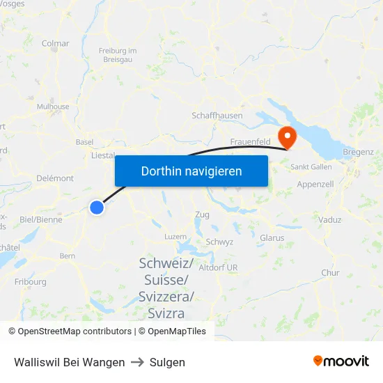 Walliswil Bei Wangen to Sulgen map
