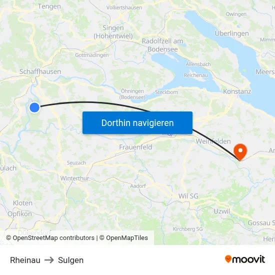 Rheinau to Sulgen map