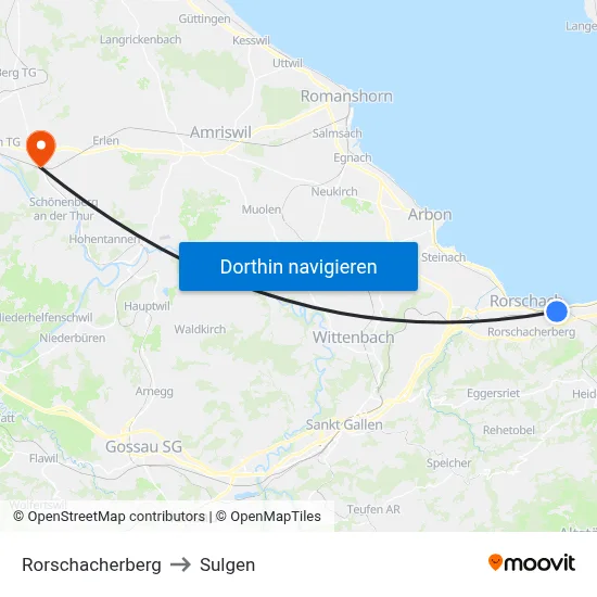 Rorschacherberg to Sulgen map