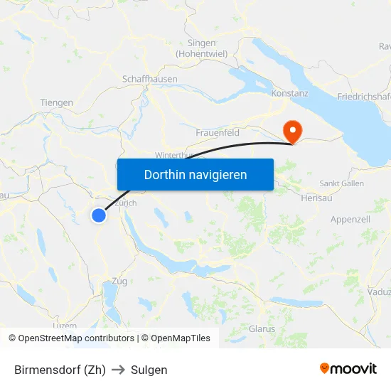 Birmensdorf (Zh) to Sulgen map