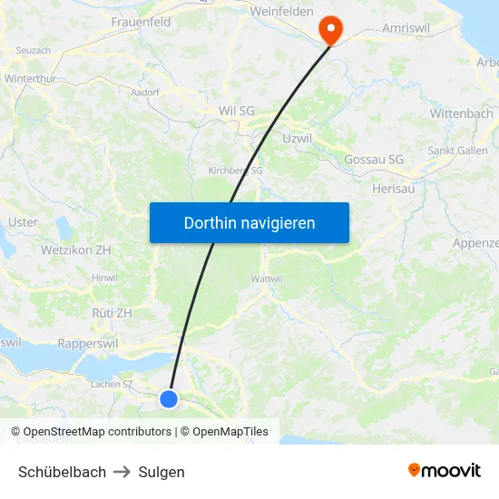 Schübelbach to Sulgen map