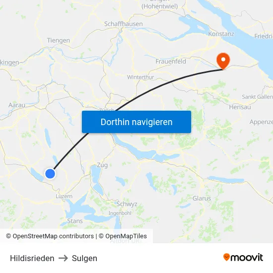 Hildisrieden to Sulgen map