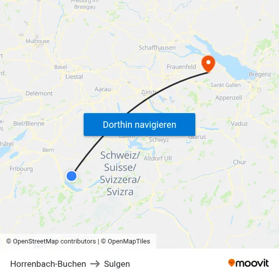 Horrenbach-Buchen to Sulgen map