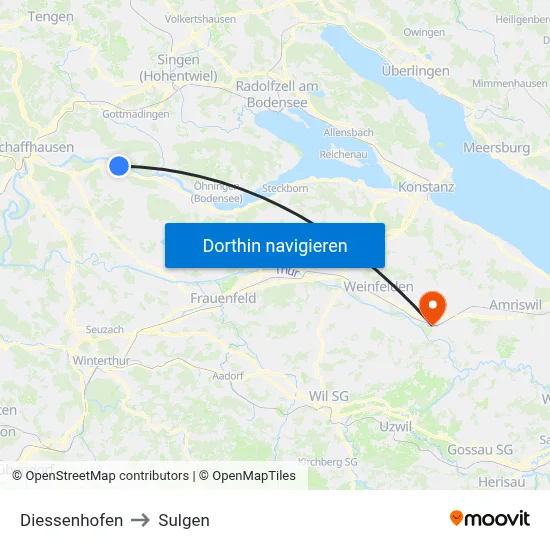 Diessenhofen to Sulgen map