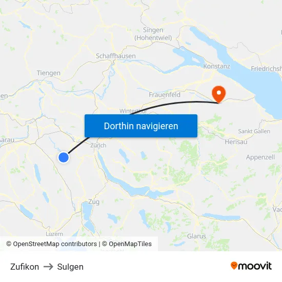 Zufikon to Sulgen map