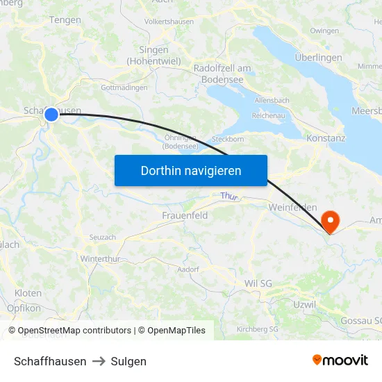 Schaffhausen to Sulgen map