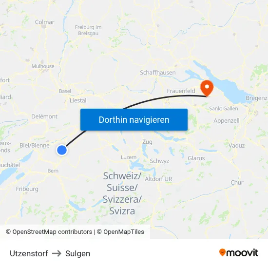 Utzenstorf to Sulgen map