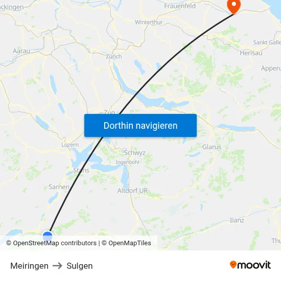 Meiringen to Sulgen map