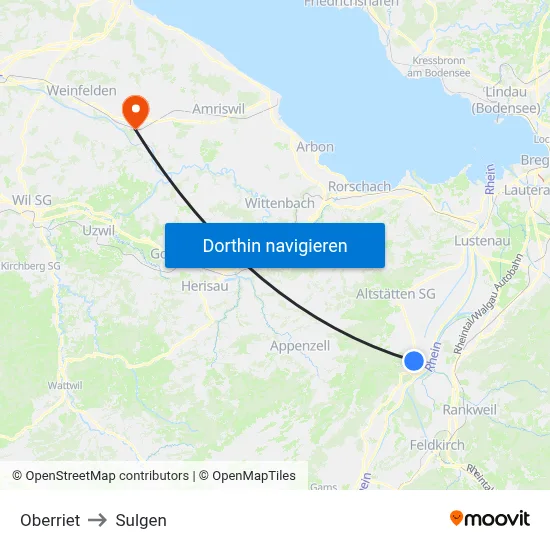 Oberriet to Sulgen map