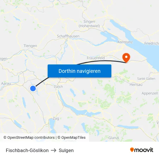 Fischbach-Göslikon to Sulgen map