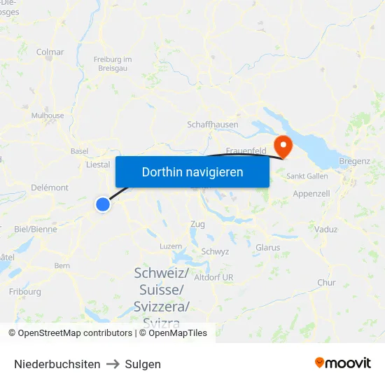 Niederbuchsiten to Sulgen map