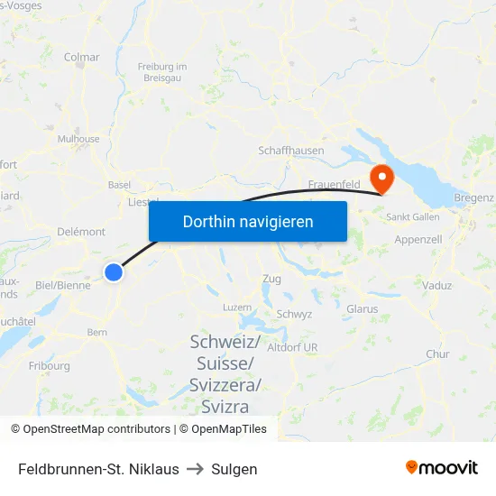 Feldbrunnen-St. Niklaus to Sulgen map