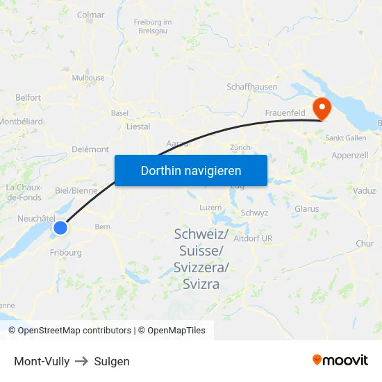 Mont-Vully to Sulgen map