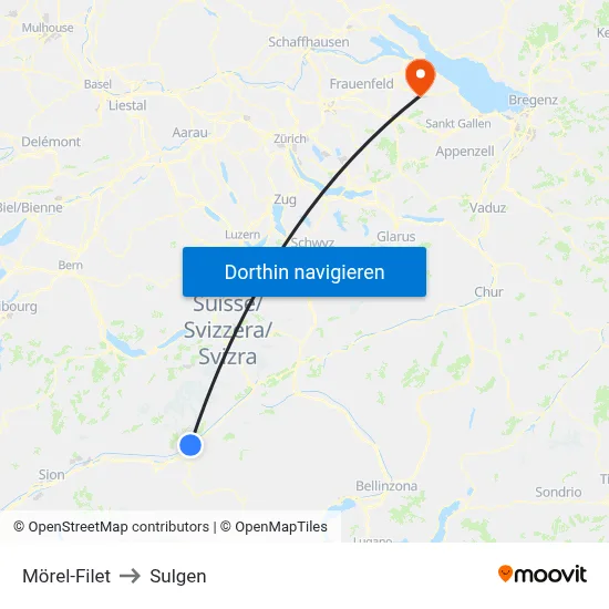 Mörel-Filet to Sulgen map