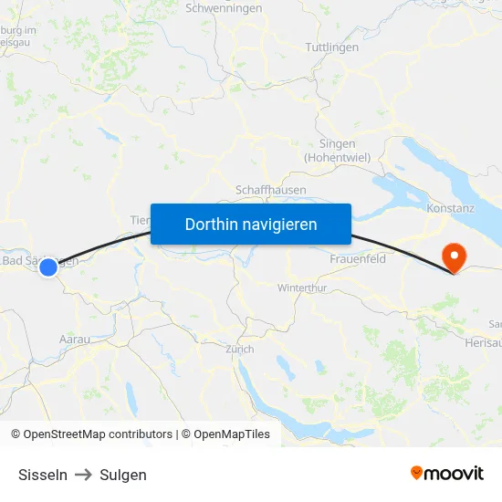 Sisseln to Sulgen map