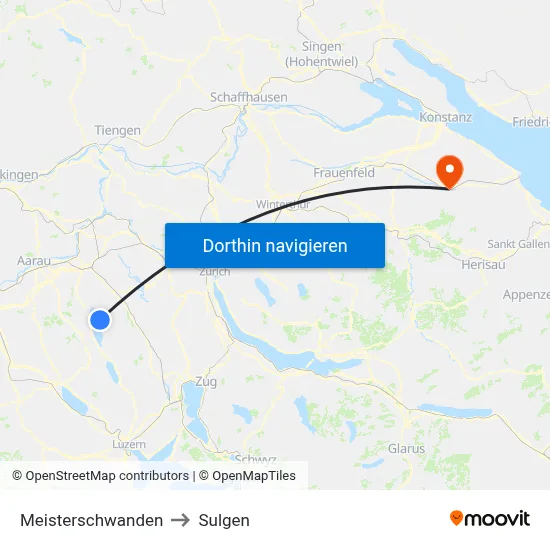 Meisterschwanden to Sulgen map