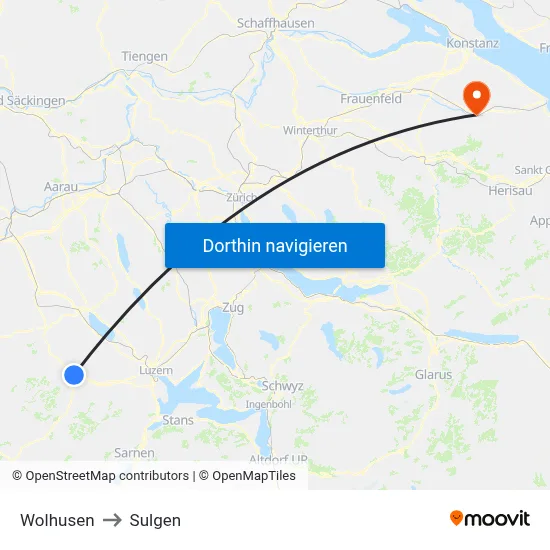 Wolhusen to Sulgen map