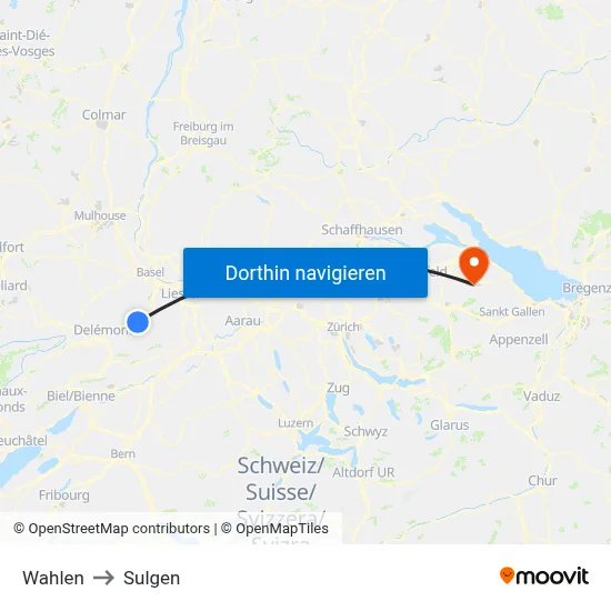 Wahlen to Sulgen map