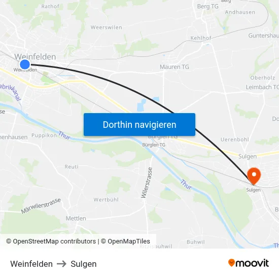 Weinfelden to Sulgen map