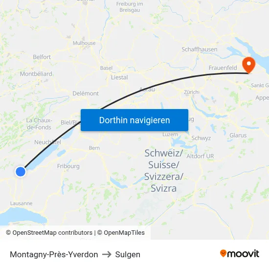 Montagny-Près-Yverdon to Sulgen map