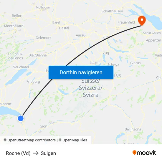 Roche (Vd) to Sulgen map